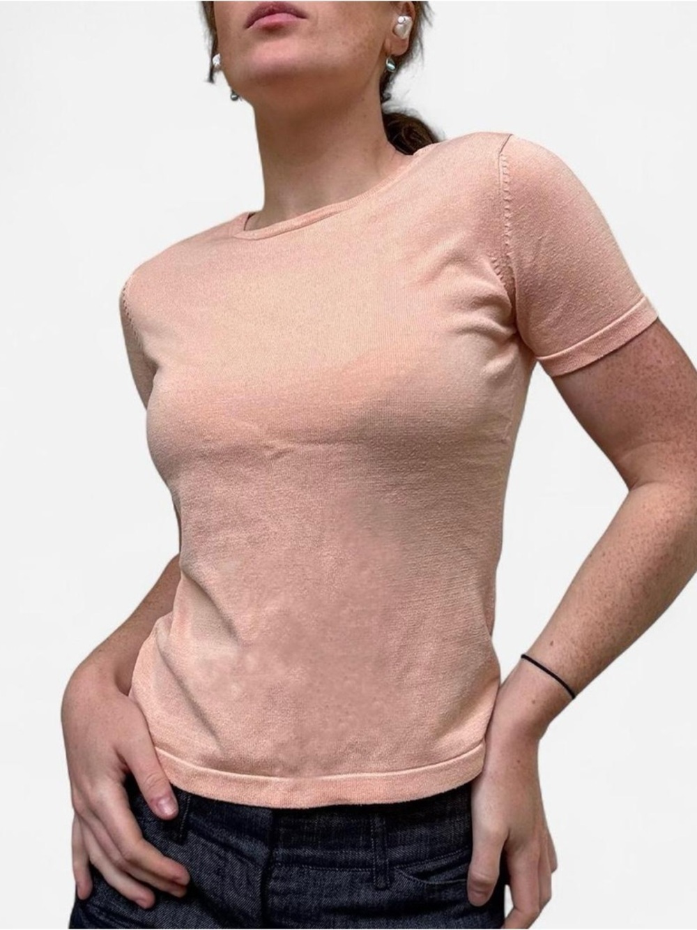 Liz Claiborne peach pink 100% silk tee